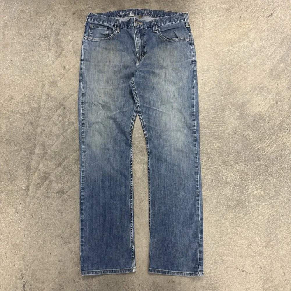 Carhartt 102804-964 Rugged Flex Jeans Mens 36x32 Relaxed Straight Coldwater Blue